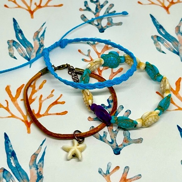 Handmade Sea Turtle & Starfish Bracelet Set! New in Box! - Picture 9 of 9